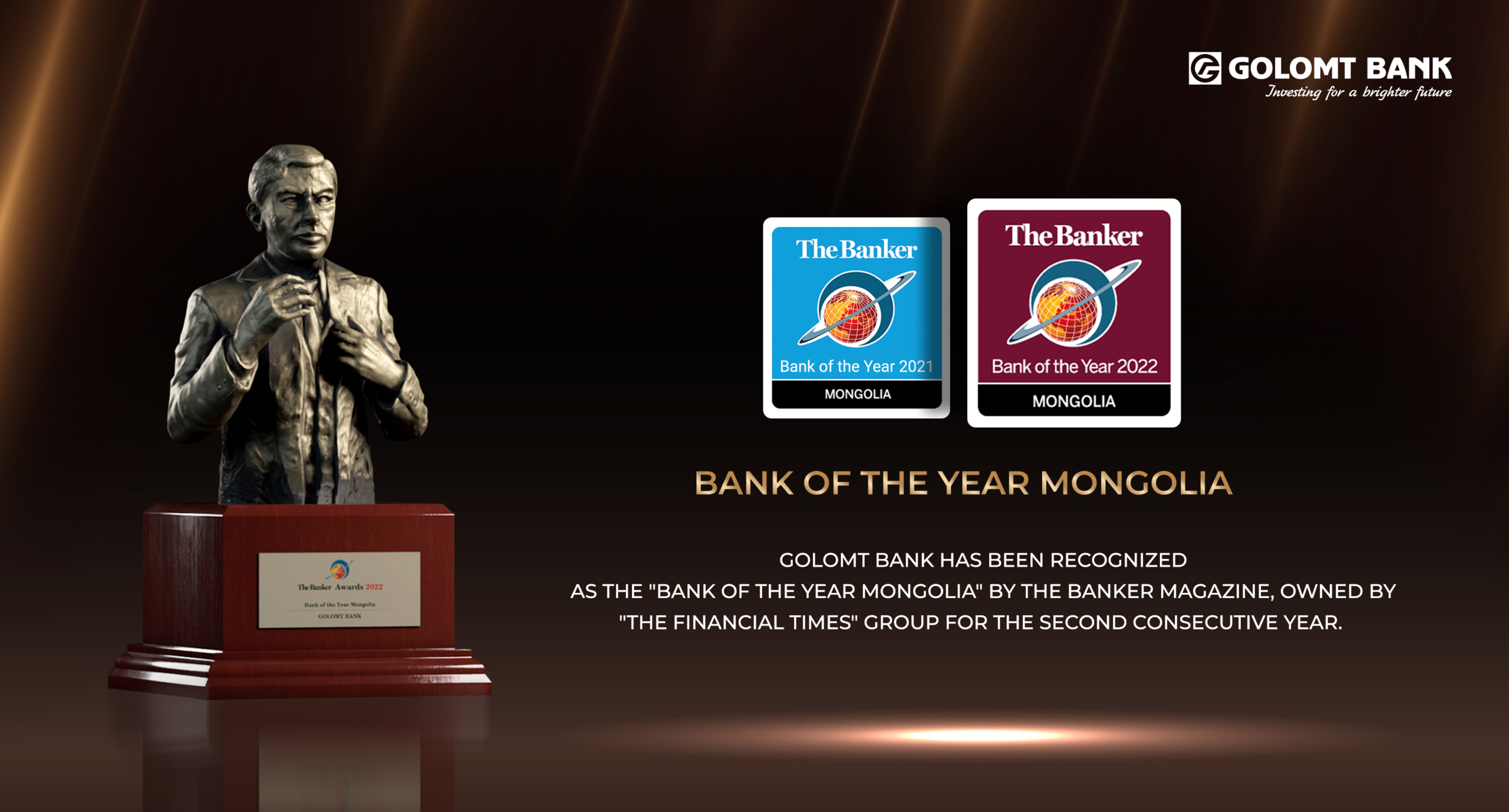 Golomt Bank wins the &quot;Bank of the Year Mongolia-2022&quot;