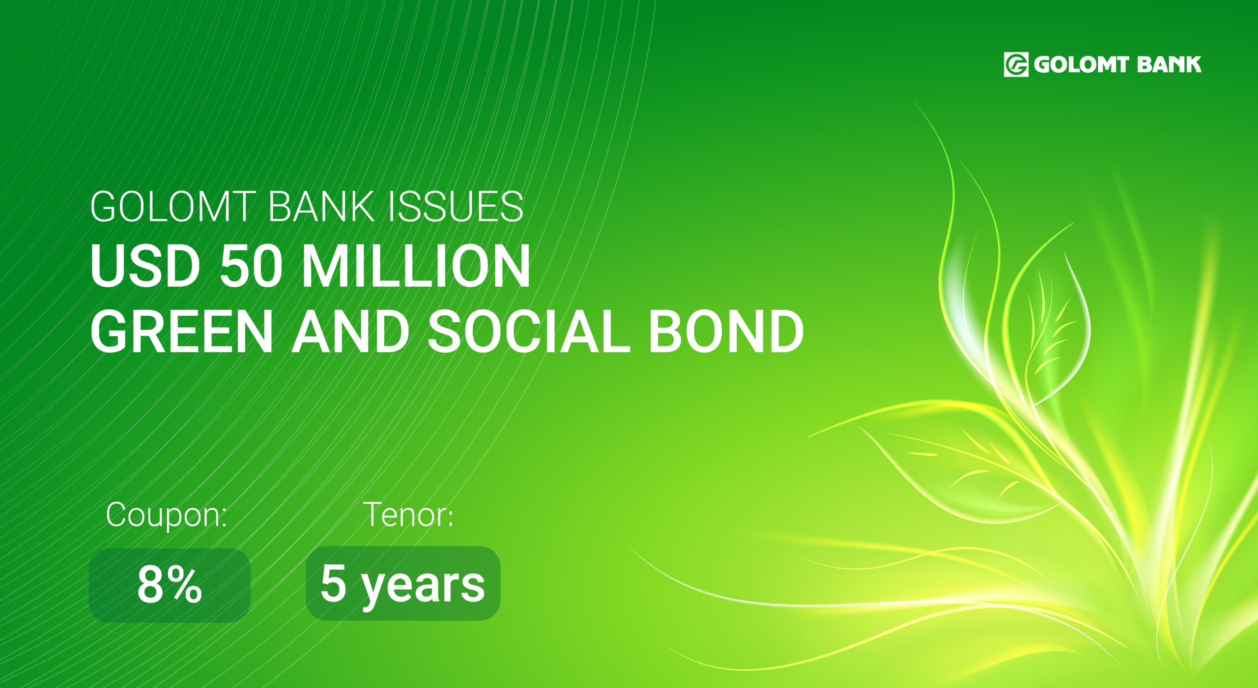 GOLOMT BANK ISSUES USD 50 MILLION GREEN AND SOCIAL BOND